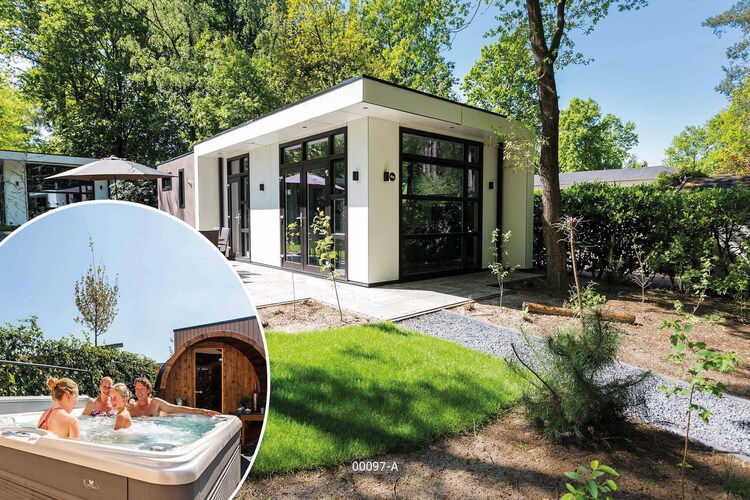 Luxe chalet met buitensauna en -spa, op een vakantiepark gelegen bij de Veluwe