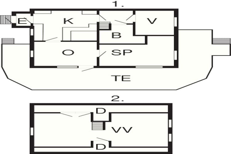Huisje aan zee met balkon en barbecue - Plattegrond