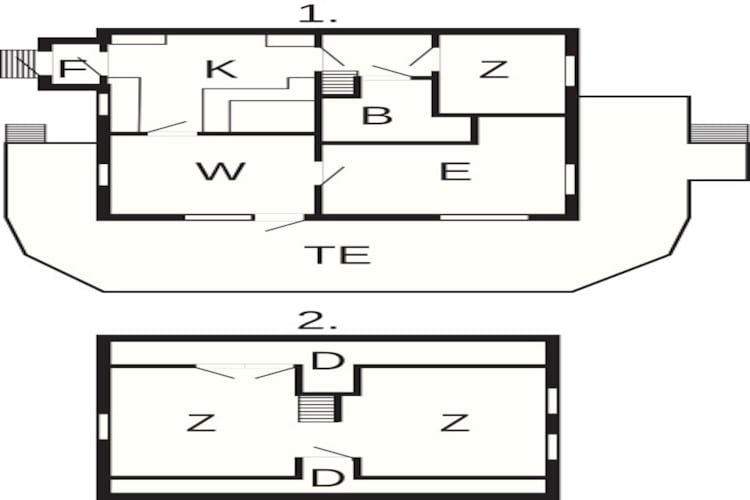 Huisje aan zee met balkon en barbecue - Plattegrond
