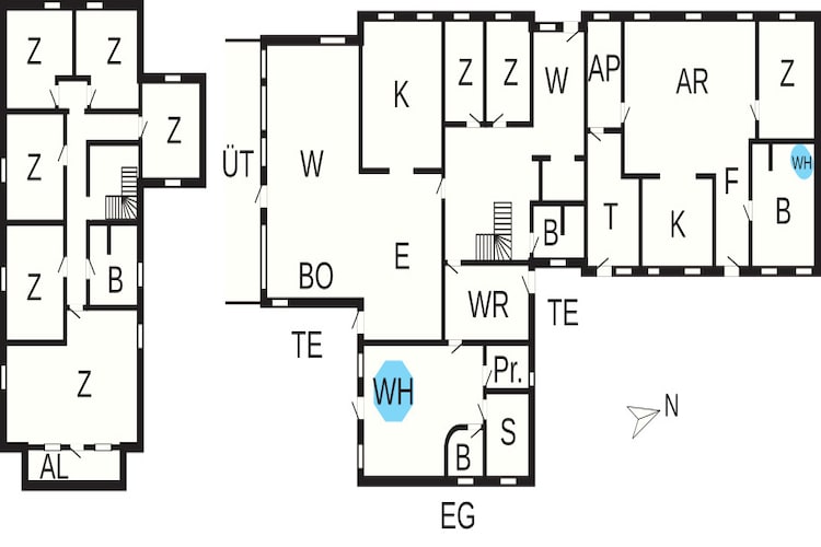 Vakantiehuis voor 22 gasten - Plattegrond