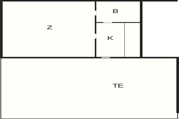 1 vær. 2 pers.-Plattegrond