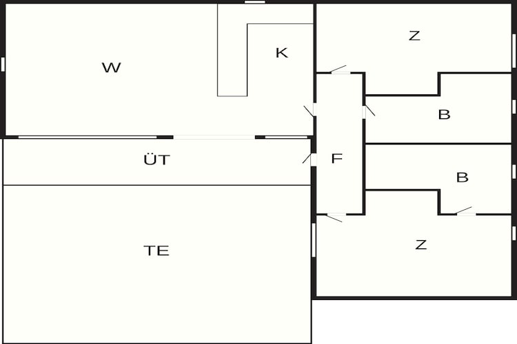 3 vær.,6 pers.,STANDARD-Plattegrond