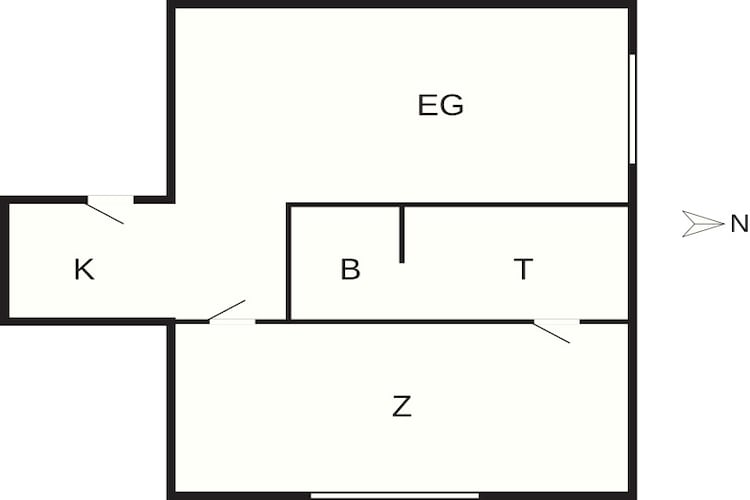 2-kamerappartement in Denemarken-Plattegrond