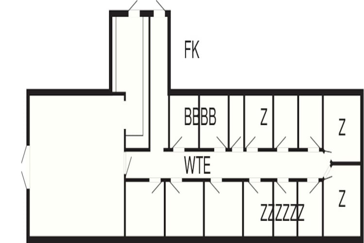 Delt værelse til 6 personer-Plattegrond