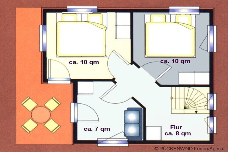 Haus 1 - Steg F - Classic / 4 Personen-Plattegrond