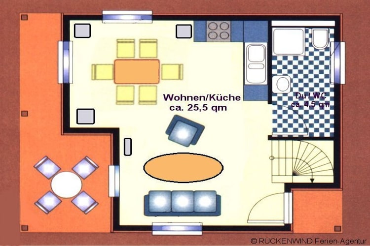 Haus 1 - Steg F - Classic / 4 Personen-Plattegrond