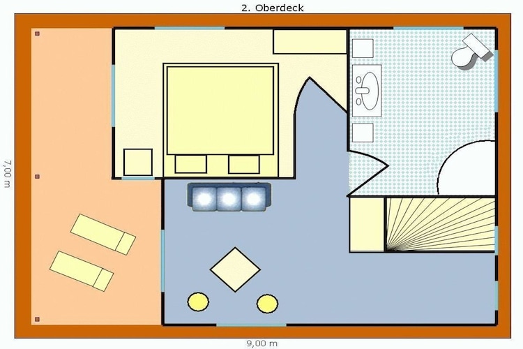 Haus 7 - Steg F - Comfort / 4 Personen-Plattegrond